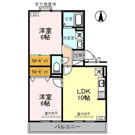 リシェス・オカザキ(1LDK/2階)の間取り写真