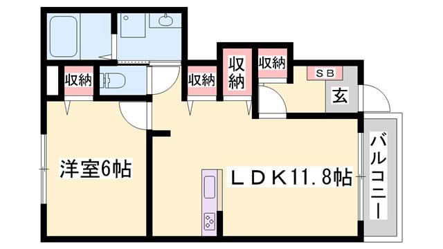 ベル池ノ下(1LDK/1階)の間取り写真