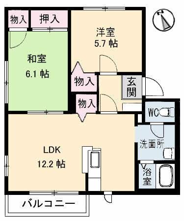 メゾン・サンピュア(2LDK/2階)の間取り写真