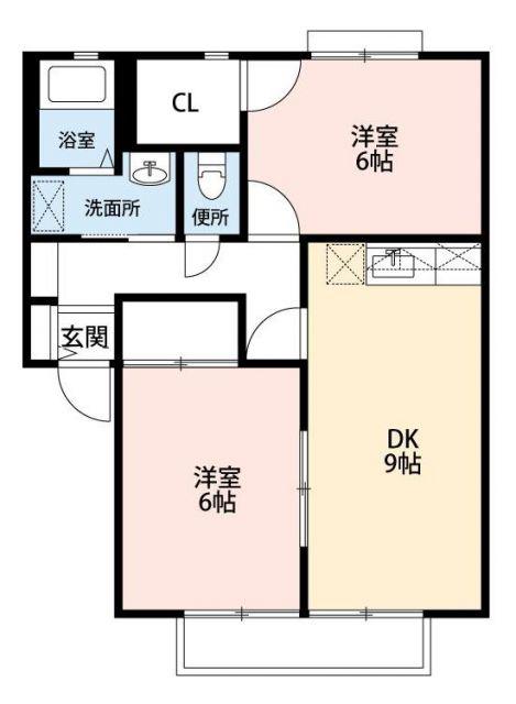 グリーンヒルハネカA(2DK/2階)の間取り写真