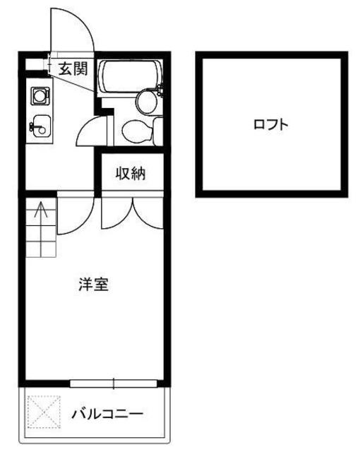 ホワイトハウス一番館(1K/2階)の間取り写真