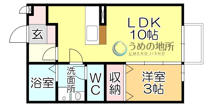 グランシャリオ宮ノ陣(1LDK/1階)の間取り写真
