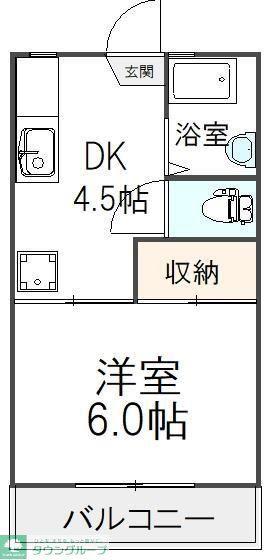霞ヶ関セブンハイツ(1DK/1階)の間取り写真