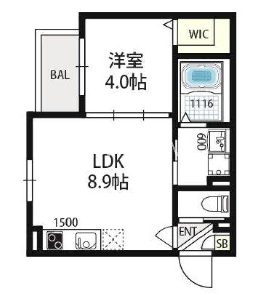 グリーンフォレスト(1LDK/3階)の間取り写真