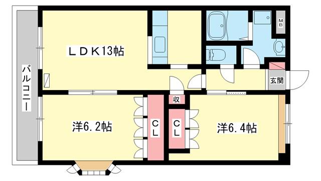 ローズマリー(2LDK/2階)の間取り写真