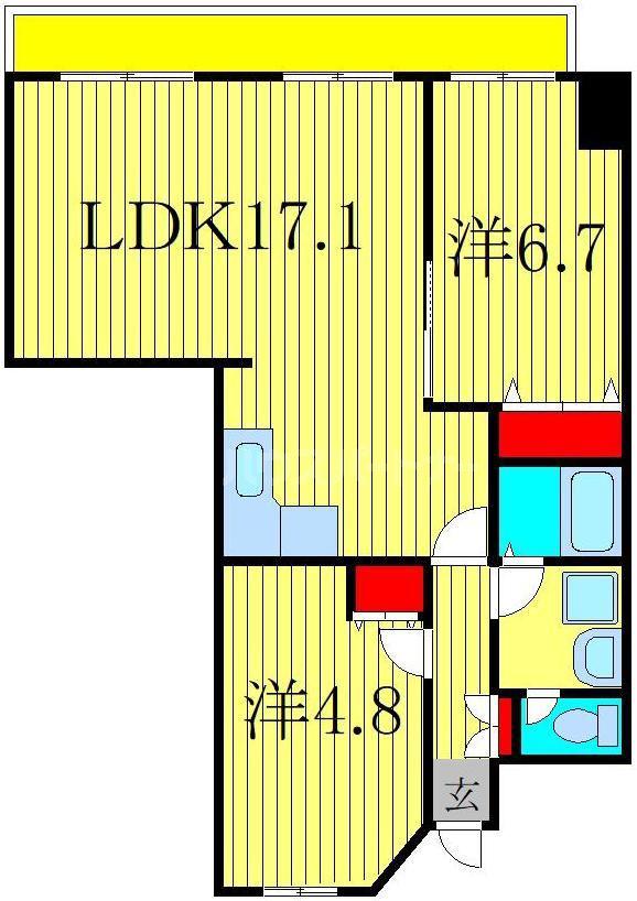エイム柏(2LDK/2階)の間取り写真