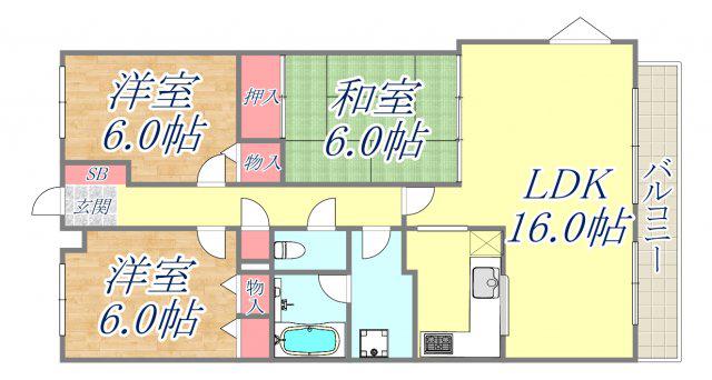 エルシャポー北名次(3LDK/1階)の間取り写真