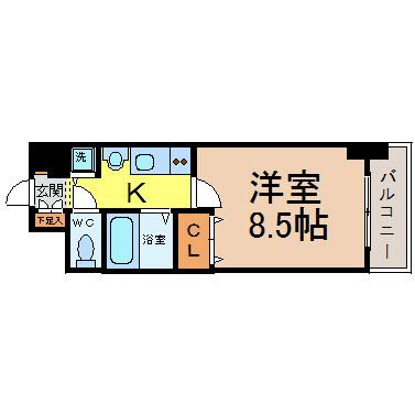 プレサンス名古屋駅前グランヴィル(1K/9階)の間取り写真