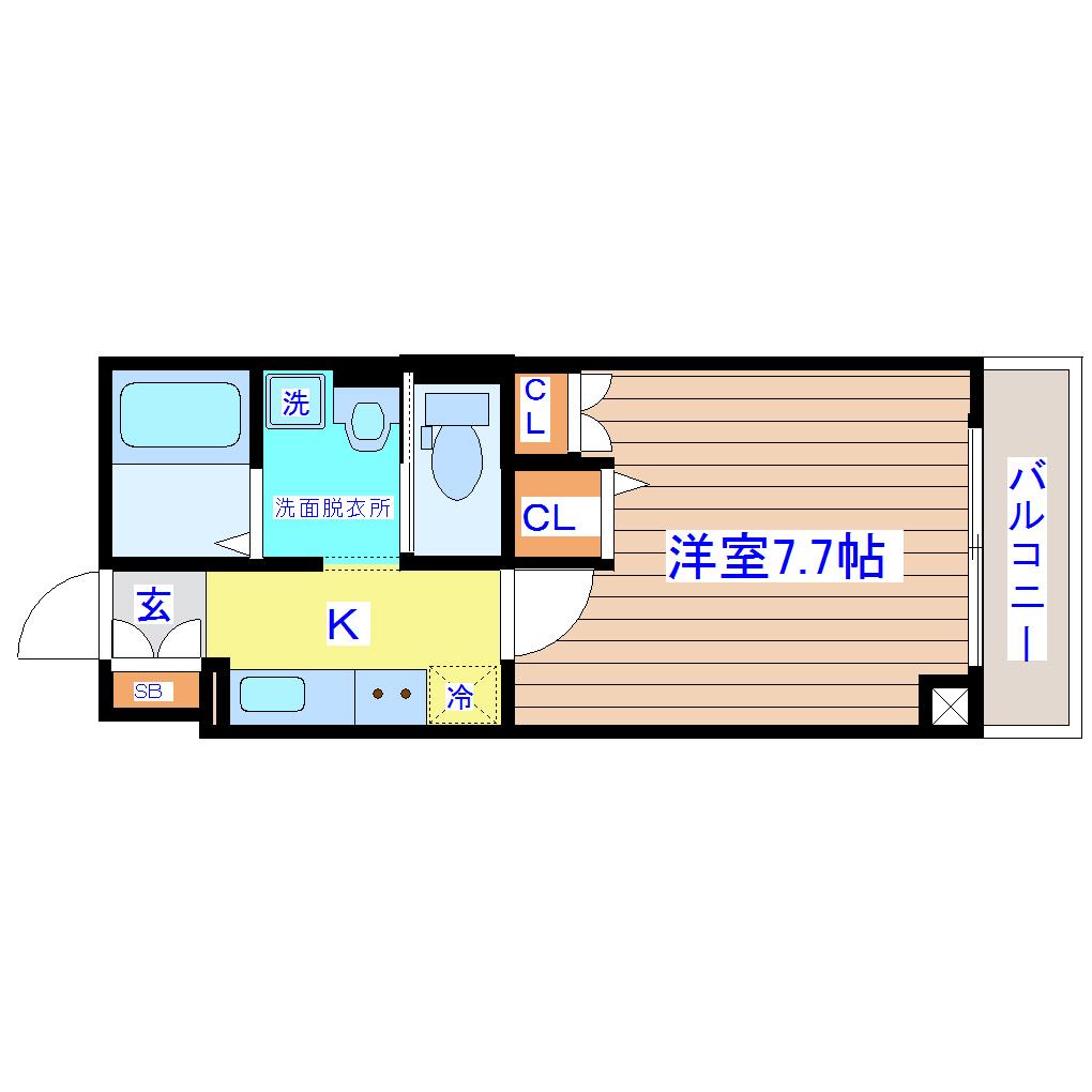 ロンサール志波(1K/5階)の間取り写真