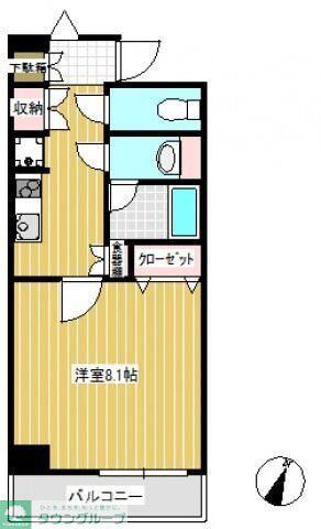 SAIKYO SAKURAGI BL(1K/8階)の間取り写真