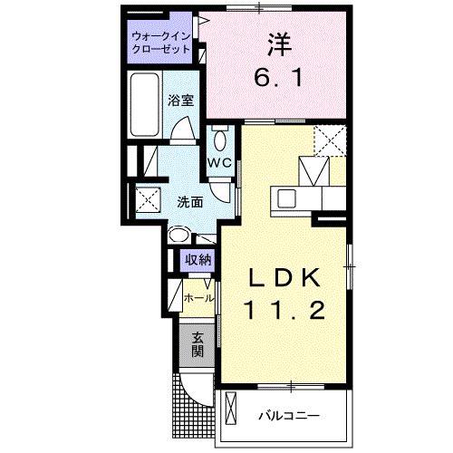 サンリッチI A(1LDK/1階)の間取り写真