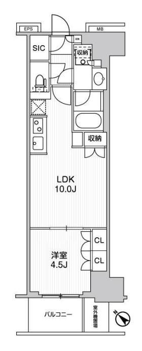 ワーブ横浜伊勢佐木町(1LDK/3階)の間取り写真