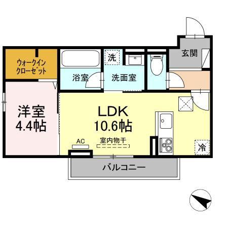 キャトル・セゾン(1LDK/1階)の間取り写真