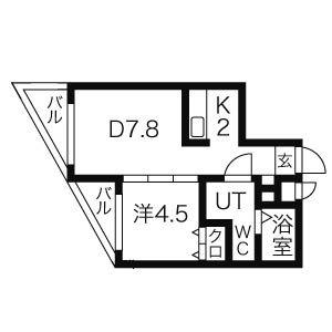 フェリーチェ桑園(1DK/3階)の間取り写真