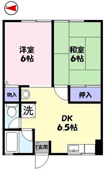 シーサイド皆生(2DK/2階)の間取り写真