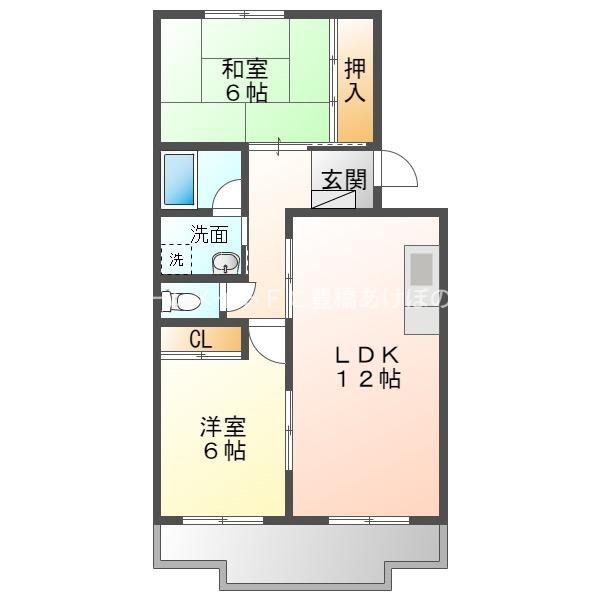 レ・セゾン菰口A(2LDK/3階)の間取り写真