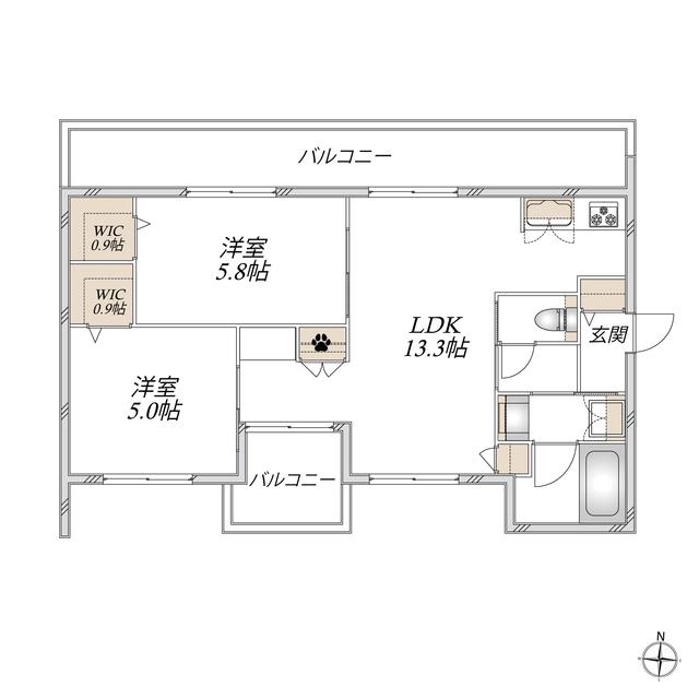 GLUCK HAUS(2LDK/3階)の間取り写真