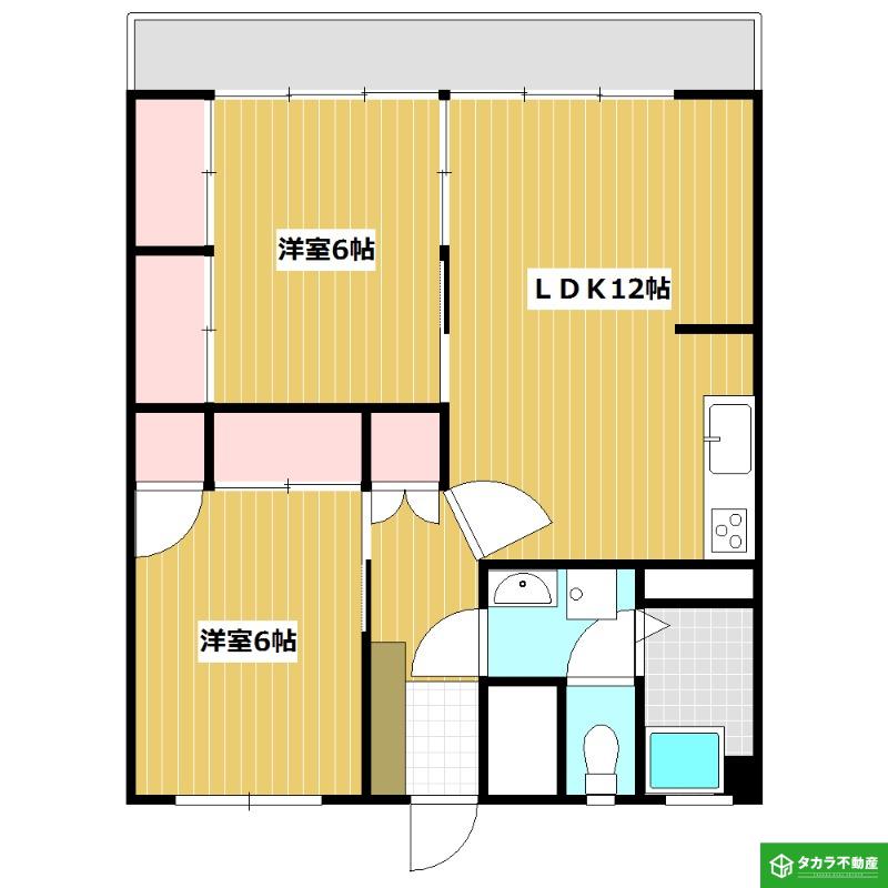 マンションパームイン(2LDK/5階)の間取り写真