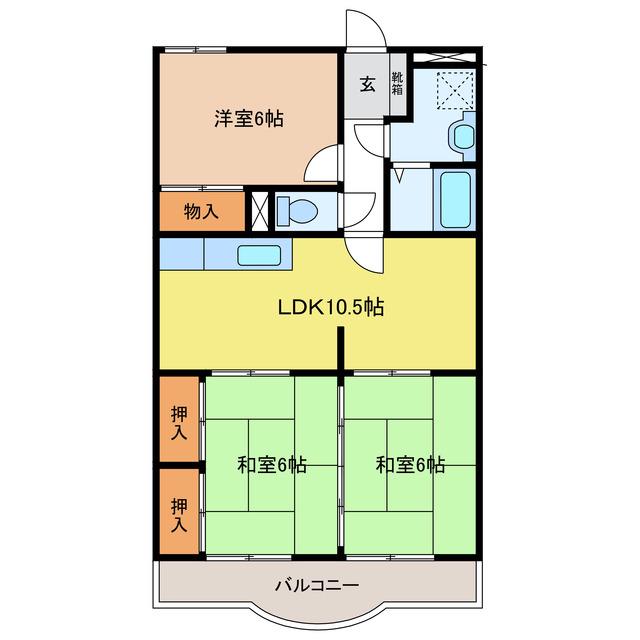 クローバーガーデンA(3LDK/3階)の間取り写真