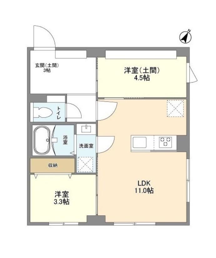 ウェルスクエア目黒(2LDK/2階)の間取り写真