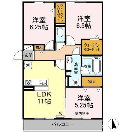 ヴァンベールハヤカワ(3LDK/2階)の間取り写真