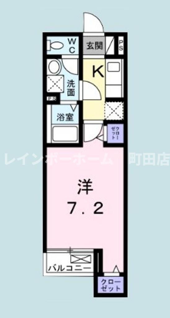プラシード カメリア(1K/2階)の間取り写真