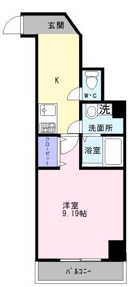 イースト ONE(1K/4階)の間取り写真