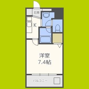 リアンジェ難波(1K/5階)の間取り写真