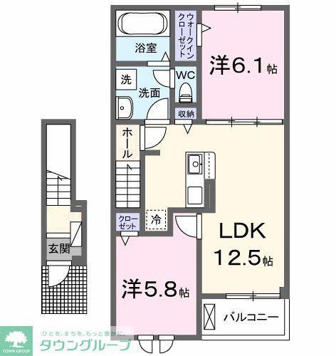 ヴェルドゥーラI(2LDK/2階)の間取り写真