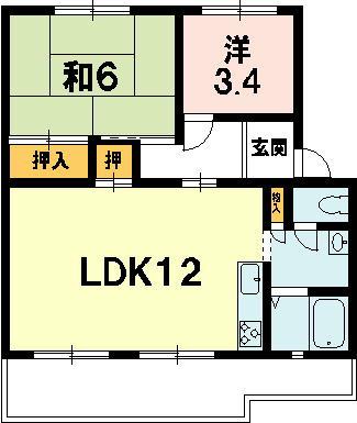 エルムハウス(2LDK/2階)の間取り写真