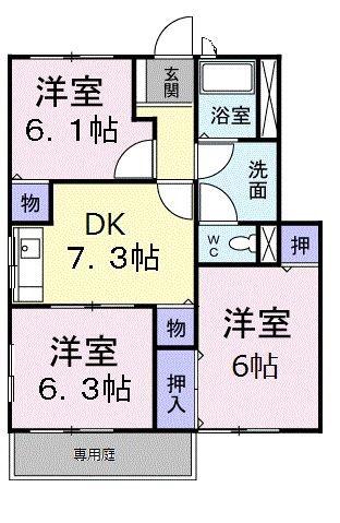 リバーサイド本山F(3DK/1階)の間取り写真