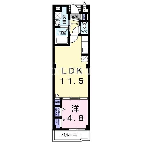 アマポーラミサキ(1LDK/2階)の間取り写真