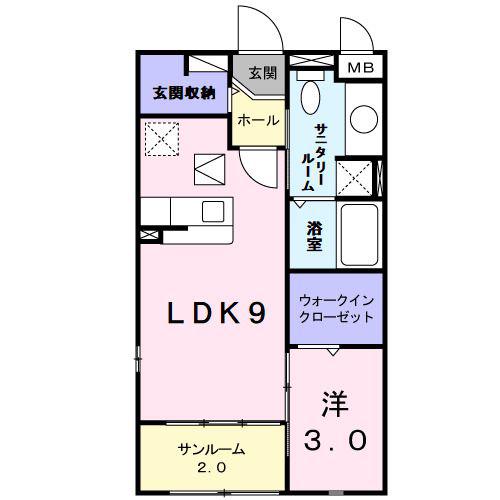 カーサグランデ A・N(1LDK/1階)の間取り写真
