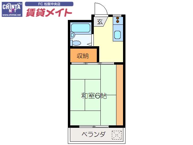コーポレッド(1K/2階)の間取り写真