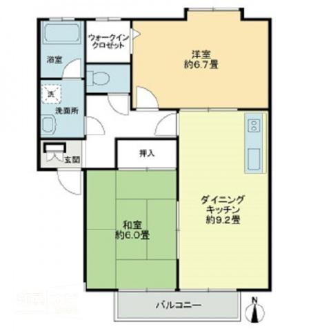フォブール篠原(2DK/2階)の間取り写真