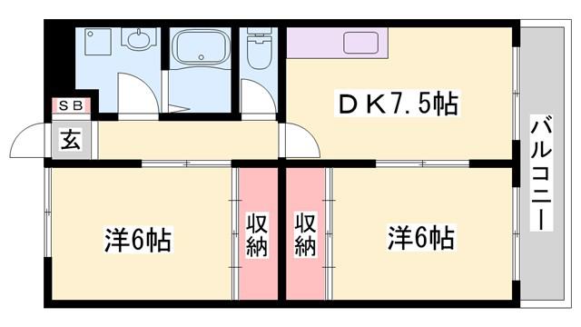 イーストI&D(2DK/3階)の間取り写真