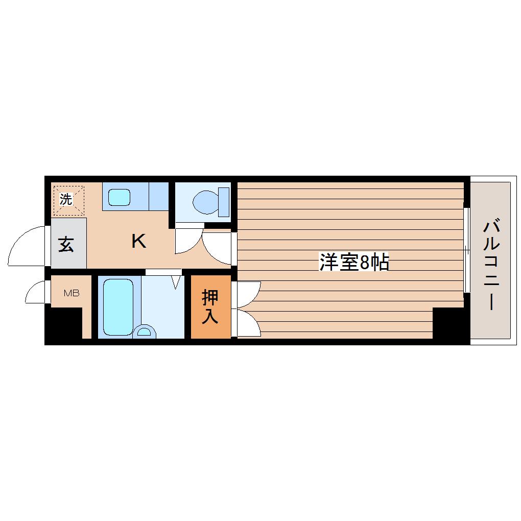 シャレード北仙台(1K/2階)の間取り写真