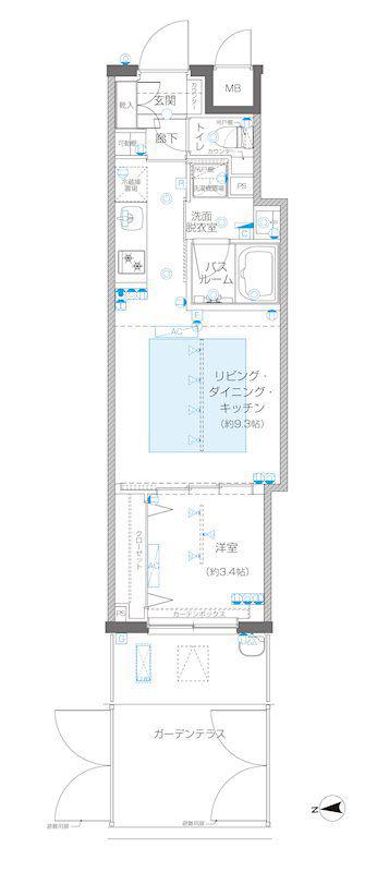ZOOM信濃町(1LDK/1階)の間取り写真