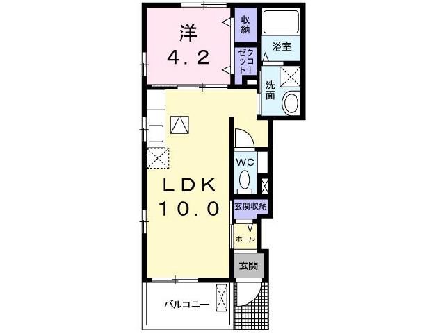 クラール名東A・B(1LDK/1階)の間取り写真