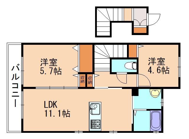 セントリビエ英(2LDK/2階)の間取り写真