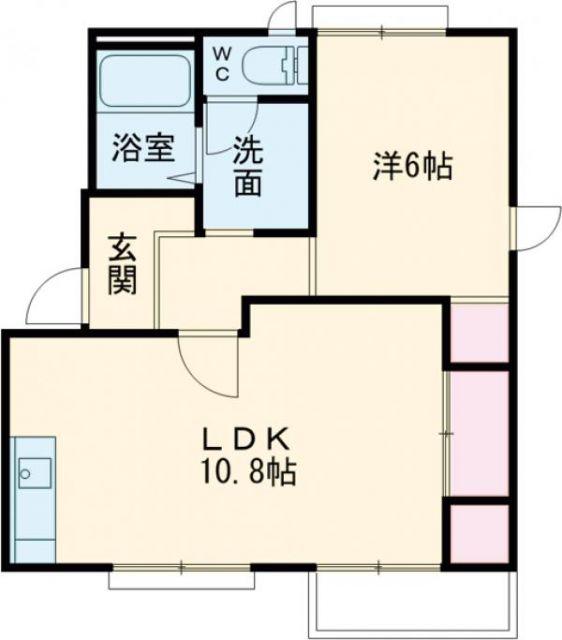 勝屋ハイツ A棟(1LDK/1階)の間取り写真