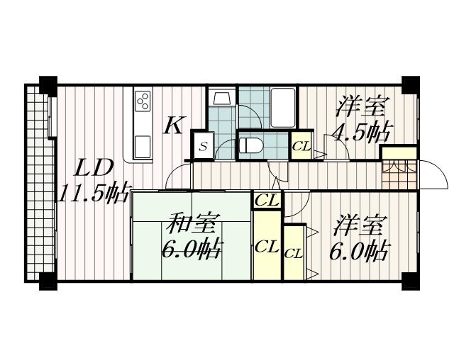 サンクタス千葉シーサイドアベニュー(3LDK/7階)の間取り写真