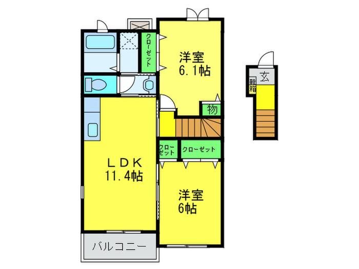 メゾン ソレイユII(2LDK/2階)の間取り写真