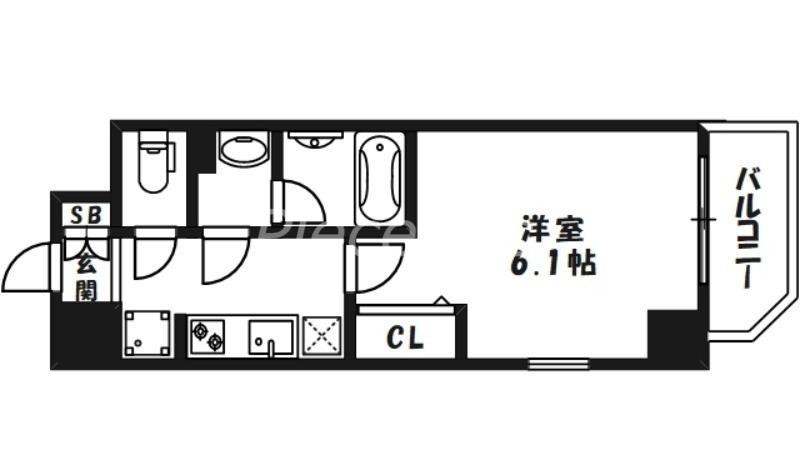 オルフェア北梅田(1K/8階)の間取り写真