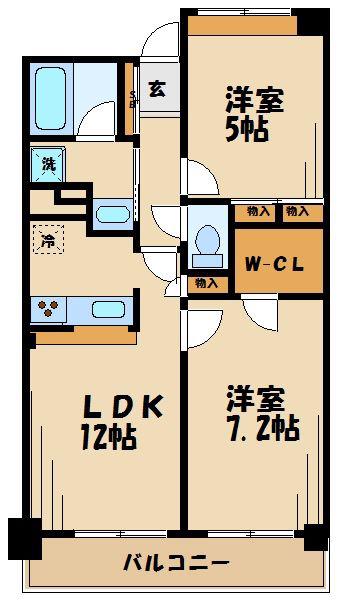 オーキッドスクエア(2LDK/6階)の間取り写真
