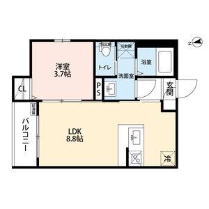 MAURURU高畑(1LDK/1階)の間取り写真