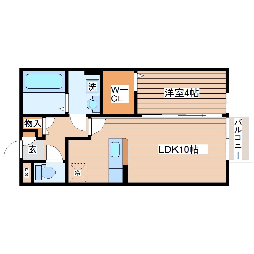 シャルマンコート杜A(1LDK/2階)の間取り写真