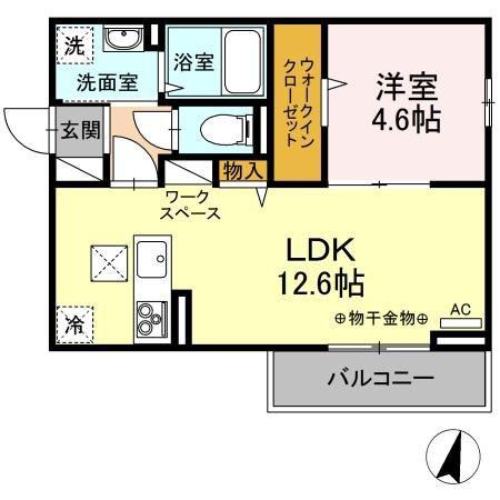 コーポアーバニア 5(1LDK/1階)の間取り写真