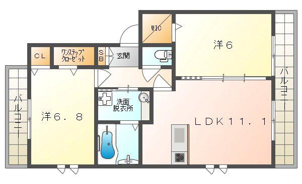 セゾン・クレールII棟(2LDK/1階)の間取り写真