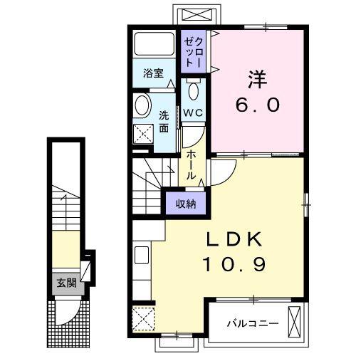アンプリムヴェール(1LDK/2階)の間取り写真